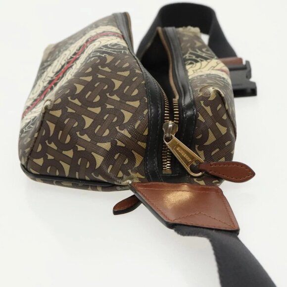 BURBERRY Body Bag PVC Leather Brown Gold Auth - Picture 3 of 16